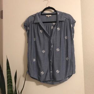 Lucky button up chambray with wheat pattern